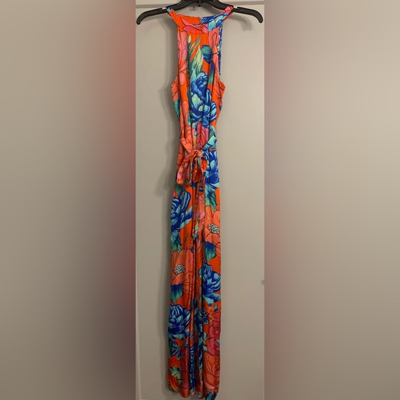 Farm Rio x Anthropologie Floral Printed Halter Wide Leg Jumpsuit size XS - Picture 13 of 15